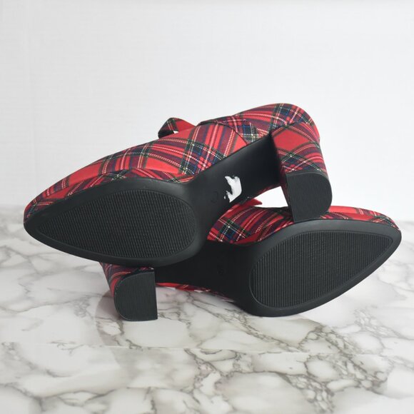 CComfort est 1946 Tartan Christmas Red Plaid Pumps Heels Size 11 M - Picture 7 of 8